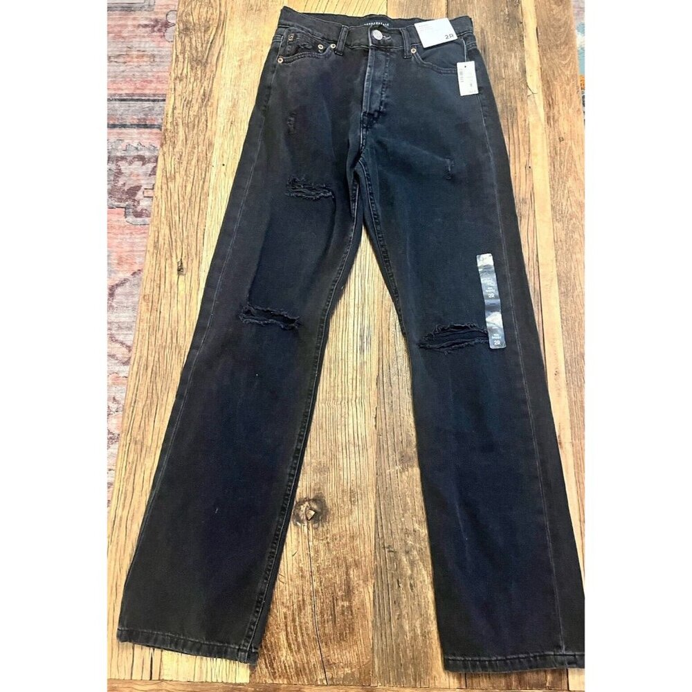 Aero Aeropostale 90’s Baggy High Waisted 2R Distressed Black Jeans Denim Y2K NWT